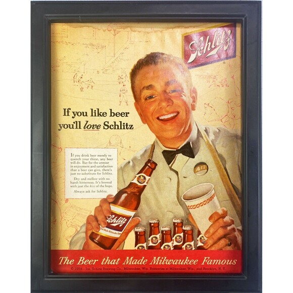 Schlitz Beer "If you like beer you'll love Schlitz" Vintage Print Ad 1954 - Picture 3 of 3